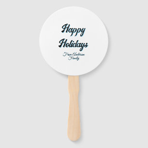 Happy holidays name family gifts stylish retro boh hand fan