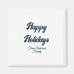 Happy holidays name family gifts stylish retro boh magnet