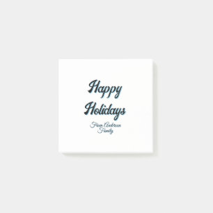Happy holidays name family gifts stylish retro boh post-it notes