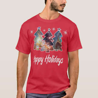 Happy Holidays NASA Nebulas Colourful Stars Christ T-Shirt