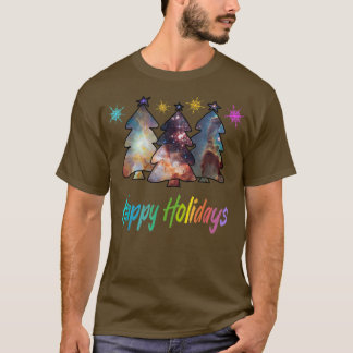 Happy Holidays NASA Nebulas Stars Galay Christmas T-Shirt