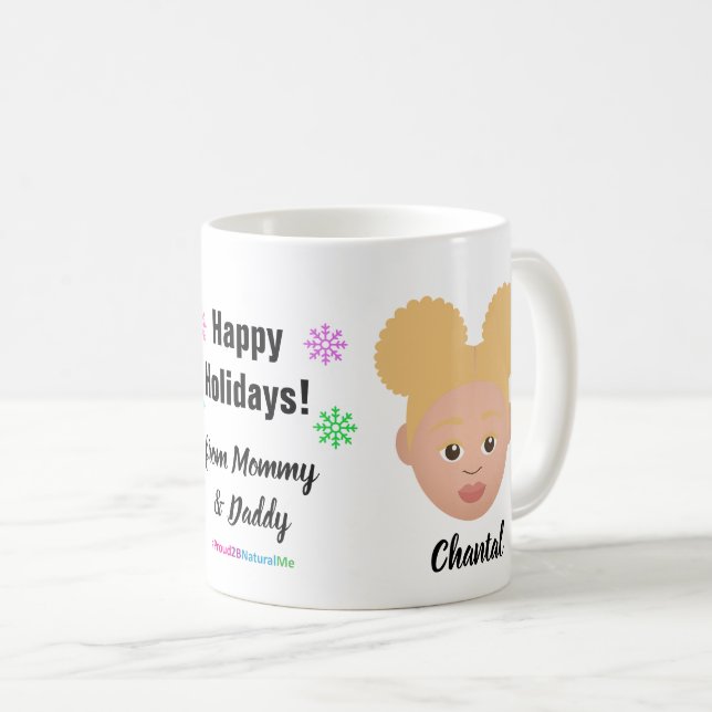 Happy Holidays Natural Hair Coffee Mug (Front Right)