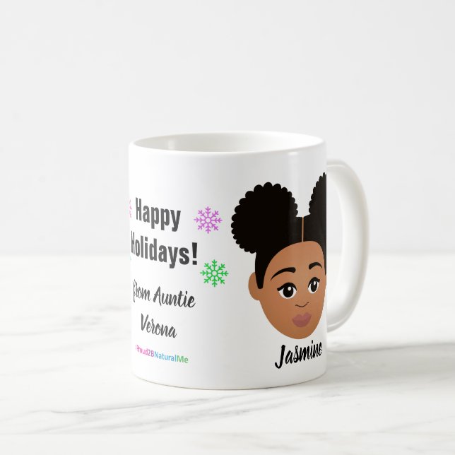 Happy Holidays Natural Hair Coffee Mug (Front Right)