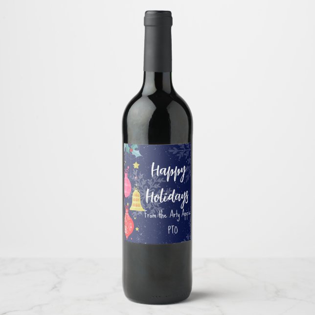 happy holidays neighbour teacher appreciation  wine label (Front)