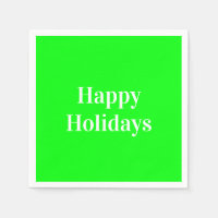 "Happy Holidays" neon green white party paper