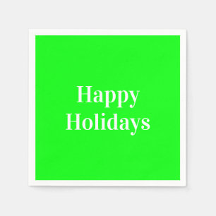 "Happy Holidays" neon green white party paper Napkin