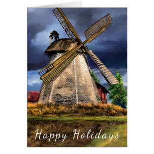 Happy Holidays - Netherlands Windmill Landscape