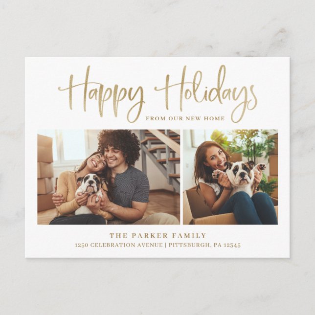 Happy Holidays | New Home Change of Address Photo Holiday Postcard (Front)