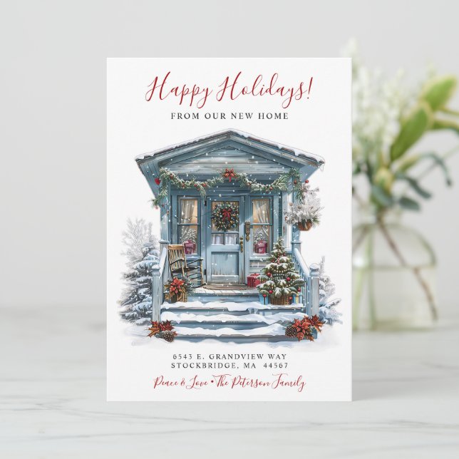 Happy Holidays New Home Front Door Moving Announcement (Standing Front)