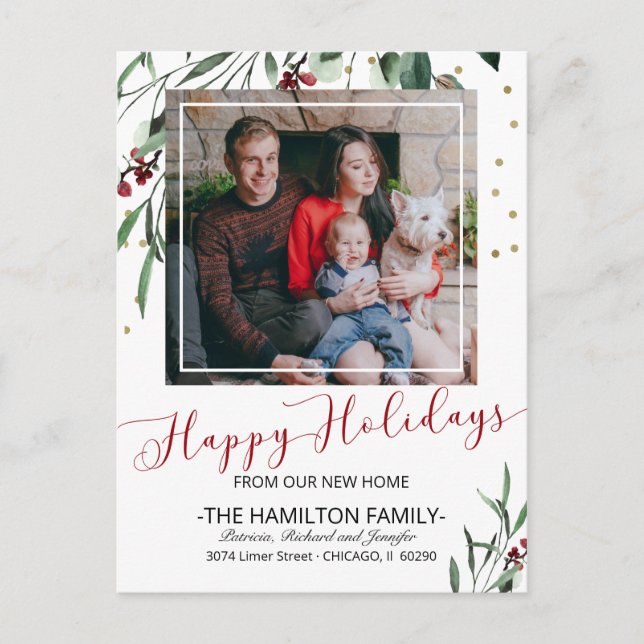 Happy Holidays New Home Moving Announcement Photo (Front)