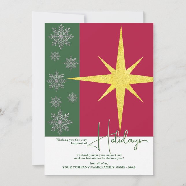 Happy Holidays New Year Business Budget Corporate Holiday Card (Front)