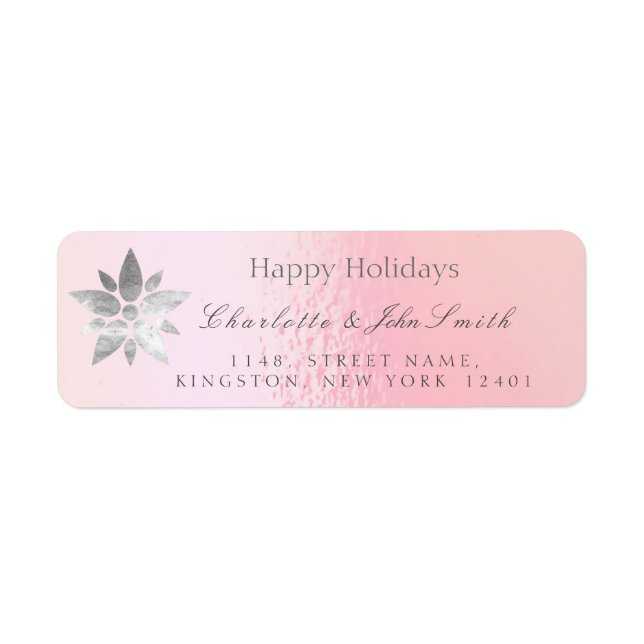 Happy Holidays New Year Rose Gold Gray Address (Front)
