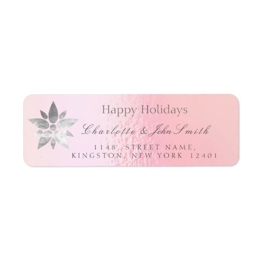 Happy Holidays New Year Rose Gold Gray Address Return Address Label