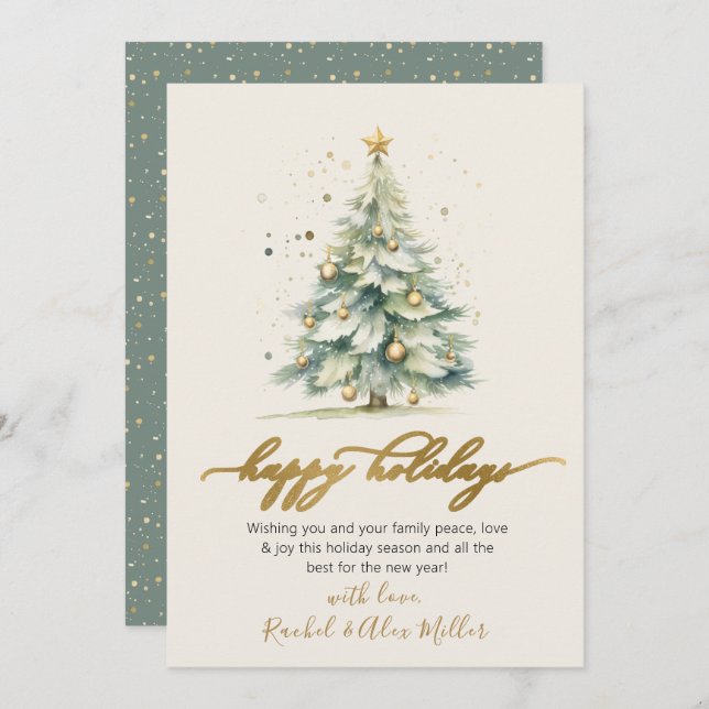 Happy Holidays Non Photo Christmas Tree Cards (Front/Back)