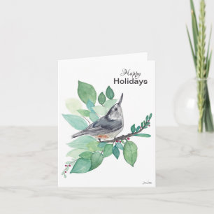 Happy Holidays Nuthatch Bird Card