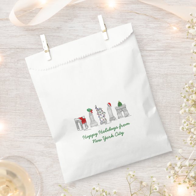 Happy Holidays NYC New York City Christmas Favour Bags (Clipped)