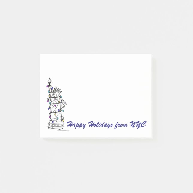 Happy Holidays NYC Statue of Liberty Hanukkah Post-it Notes (Front)