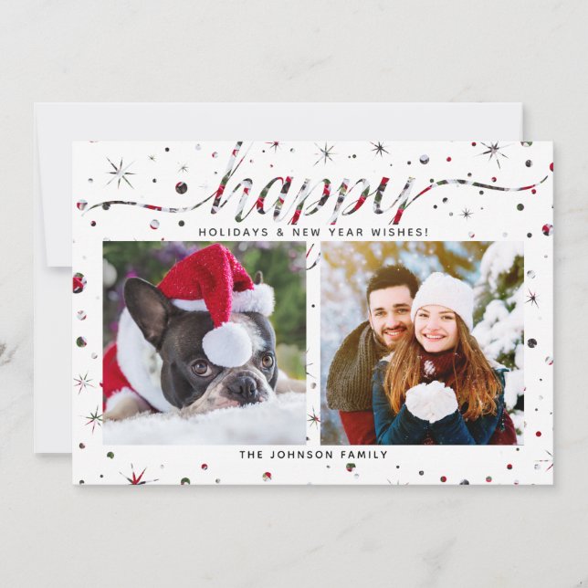 HAPPY Holidays or Hanukkah | Colour Matching Text Holiday Card (Front)