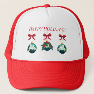 Happy Holidays Ornament Trio Trucker Hat