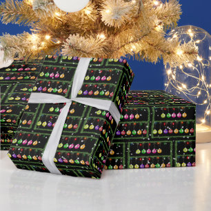 HAPPY HOLIDAYS Ornaments With Garland Wrapping Paper