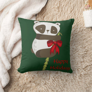 Happy Holidays Panda Cushion