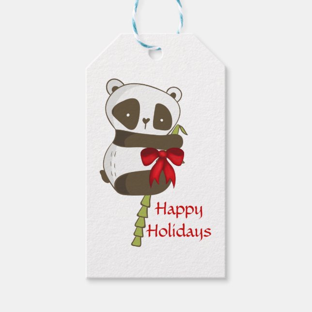 Happy Holidays Panda Gift Tags (Front)