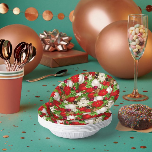Happy Holidays Paper Bowls Paper Plate (Multi)