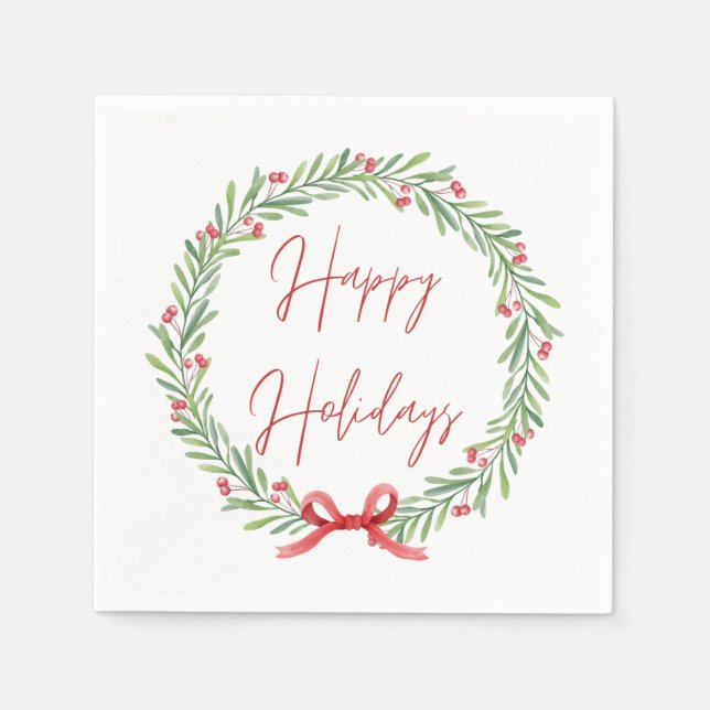 Happy Holidays Paper Napkin (Front)