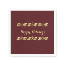 Happy Holidays Paper Napkins by RoseWrites
