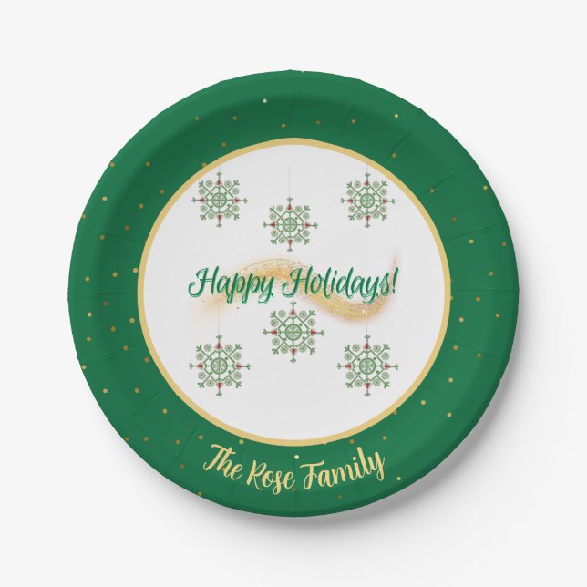 Happy Holidays Paper Plate (Front)