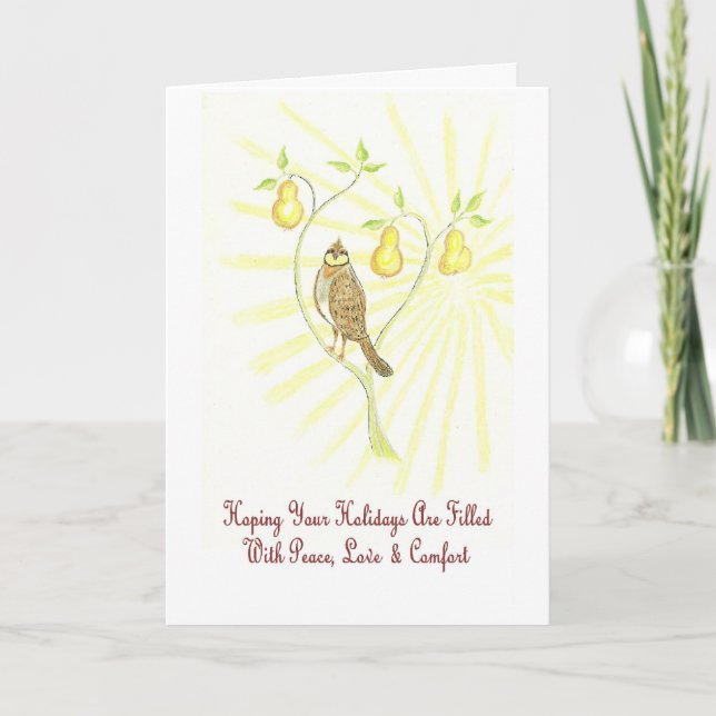 Happy Holidays Partridge In A Pear Tree Greeting Holiday Card (Front)
