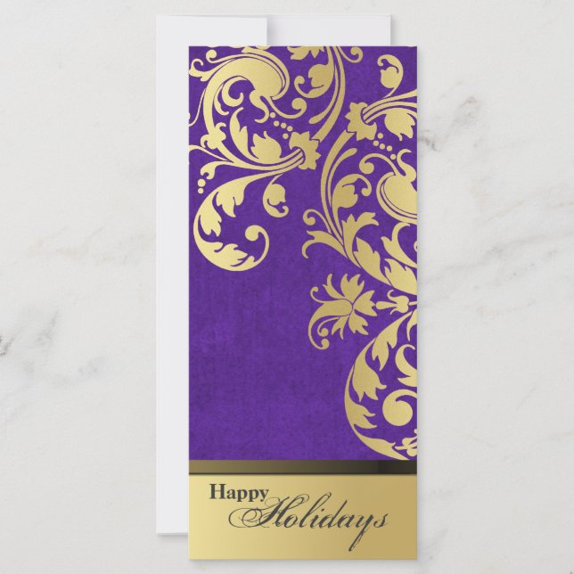 Happy Holidays Party Invitation - Purple & Gold (Front)