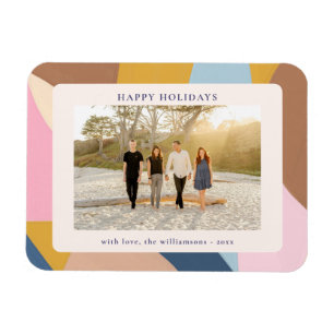 Happy Holidays Pastel Colour Block Photo Modern Magnet