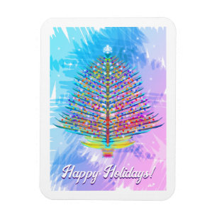 Happy Holidays Pastels Holiday Tree Magnet