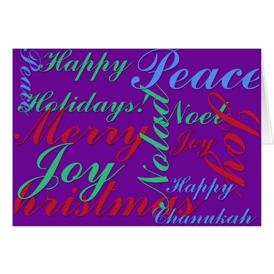 Happy Holidays Peace Joy Noel Merry Christmas Card