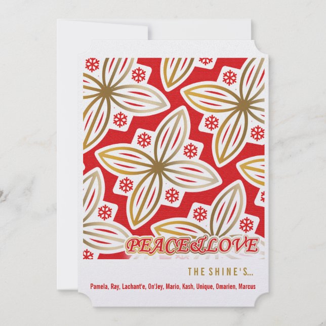 HAPPY HOLIDAYS | Peace&Love | Poinsettia | Holiday Card (Front)