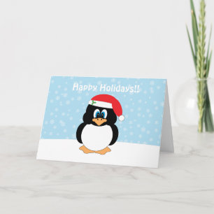Happy Holidays Penguin Christmas Card