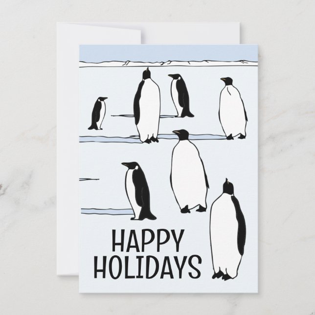 Happy Holidays Penguin Winter Christmas Cool Card (Front)