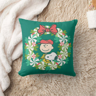 Happy Holidays   Peppermint Candy Wreath Cushion