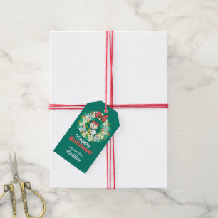 Happy Holidays   Peppermint Candy Wreath Gift Tags