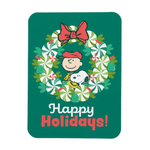 Happy Holidays Peppermint Candy Wreath Magnet