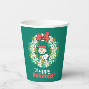 Happy Holidays   Peppermint Candy Wreath Paper Cups