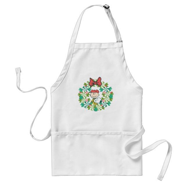 Happy Holidays | Peppermint Candy Wreath Standard Apron (Front)