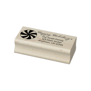 Happy Holidays Peppermint Christmas Candy Mint Rubber Stamp