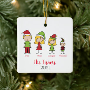 Happy Holidays Personalised Christmas Family Ceramic Ornament