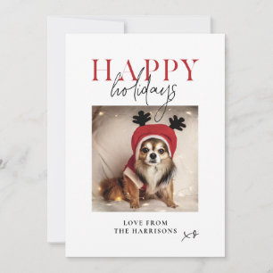 Happy Holidays Personalised Dog Photo Family  Holiday Card