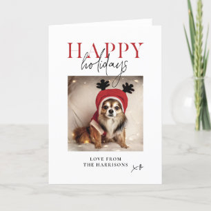 Happy Holidays Personalised Dog Photo Family  Holiday Card