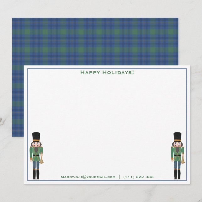 Happy Holidays Personalised Green Blue Nutcracker  Holiday Card (Front/Back)