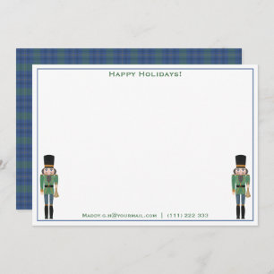 Happy Holidays Personalised Green Blue Nutcracker Holiday Card