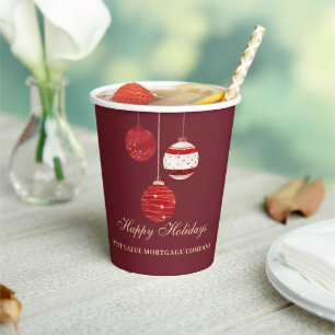 Happy Holidays Personalised Watercolor Business Paper Cups